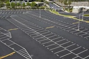 Empty Parking Lot With Numbered Spots