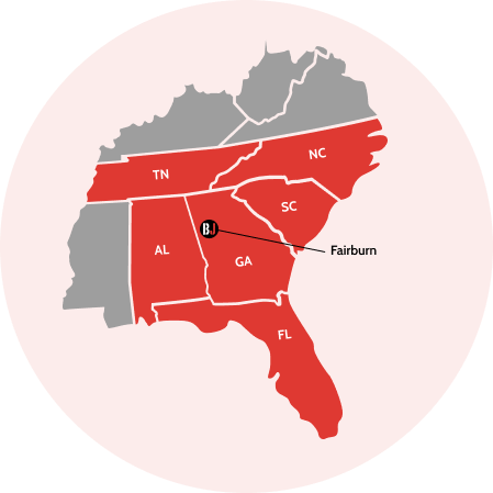 Map location showing Fairburn, Georgia