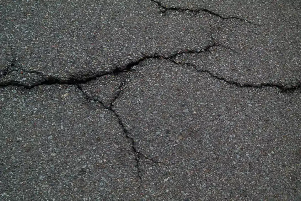 Cracked pavement