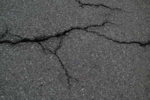 Cracked pavement