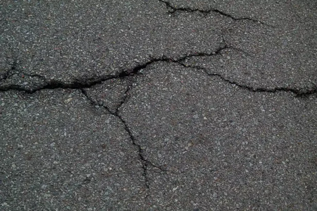 Cracked pavement